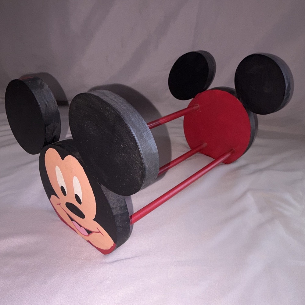 Vintage Disney Mickey Mouse Wooden Painted Holder/Rack Red & Black 13in x 8in - Picture 5 of 6
